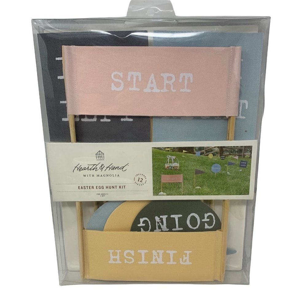 Hearth & Hand By Magnolia Easter Egg Hunt Kit Flag Markers Family Home Decor